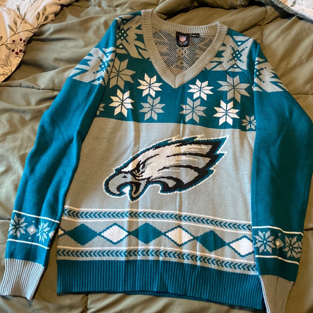 NFL Teal and Gray V-Neck Sweater
